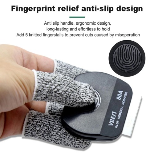 BEST εργαλείο αφαίρεσης κόλλας VBST-80B με 9x λεπίδες & 5x finger sleeves, για επισκευές κινητών