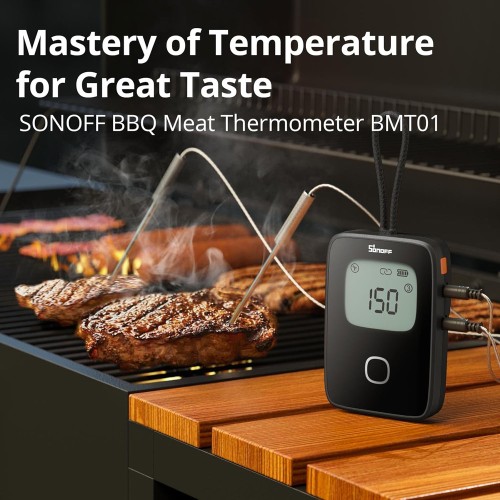 SONOFF smart θερμόμετρο barbeque BMT01 με 2x αισθητήρες, έως 300 °C, μαύρο
