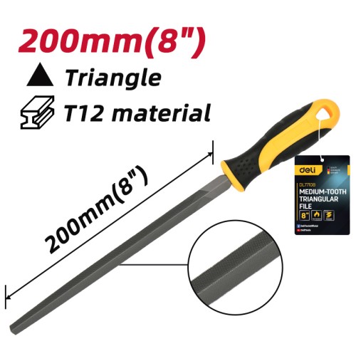 DELI λίμα τριγωνική DL77108 με αντιολισθητική λαβή, μετάλλου, 200mm