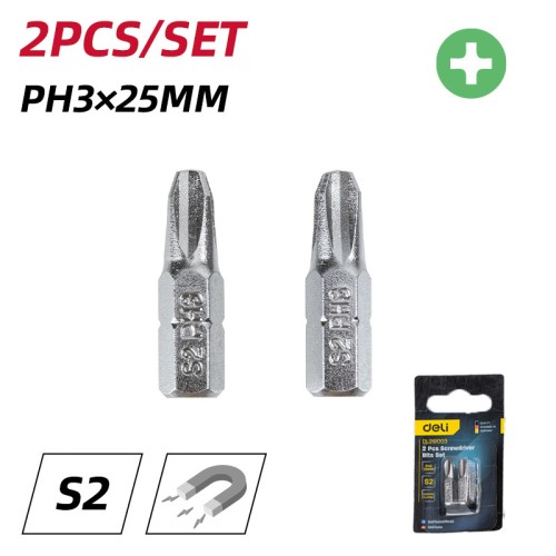 DELI σετ μύτες κατσαβιδιού DL251003, μαγνητικές, PH3x25mm, 2τμχ