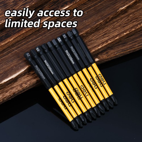 DELI σετ μύτες κατσαβιδιού DL251100 για δραπανοκατσάβιδο, σταυρωτές, PH2x100mm, 10τμχ