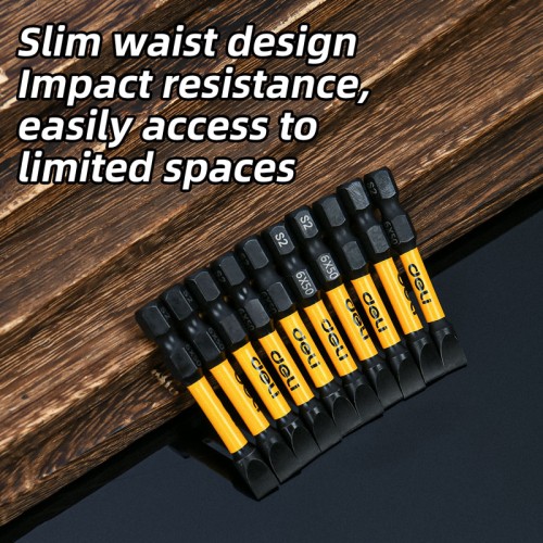 DELI σετ μύτες κατσαβιδιού DL501005Z για δραπανοκατσάβιδο, ίσιες, SL6x50mm, 10τμχ