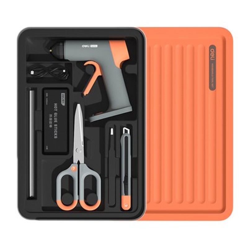 DELI σετ εργαλείων με πιστόλι θερμοκόλλησης H1001-C, 7τμχ