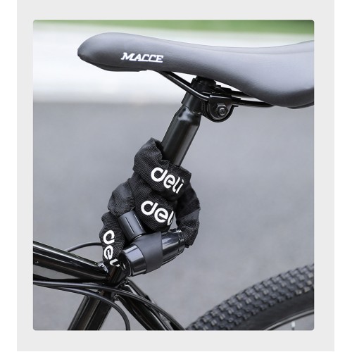 DELI κλειδαριά ποδηλάτου με κλειδί DL508021, Φ4mm, 1m, μαύρη