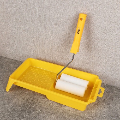 DELI σετ βαφής DL509704, 2x ρολά/λαβή/σκάφη, πολυεστερικός αφρός, 10mm, 100mm, 4τμχ
