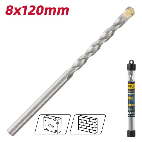 DELI τρυπάνι DH-JGZ080-E1 για τοίχο, 40Cr YG6, 8x120mm, κυλινδρικό