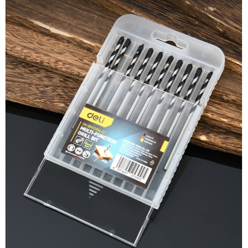 DELI σετ τρυπάνια DH-BWZ004-E1 για τοίχο/μέταλλο/ξύλο, 45# YG6X, 4x80mm, κυλινδρικό, 10τμχ