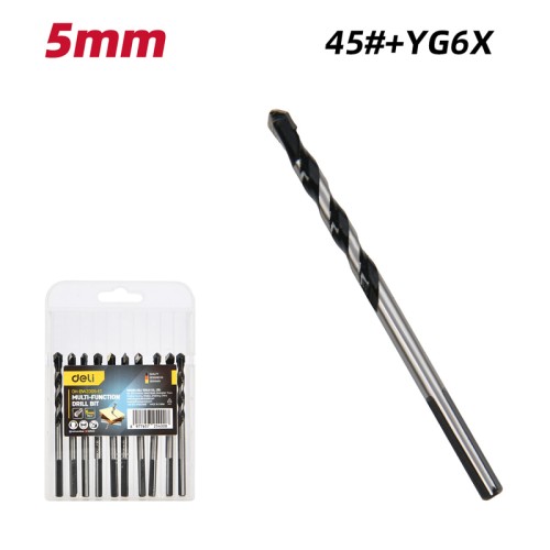 DELI σετ τρυπάνια DH-BWZ005-E1 για τοίχο/μέταλλο/ξύλο, 45# YG6X, 5x80mm, τρίπλευρο, 10τμχ