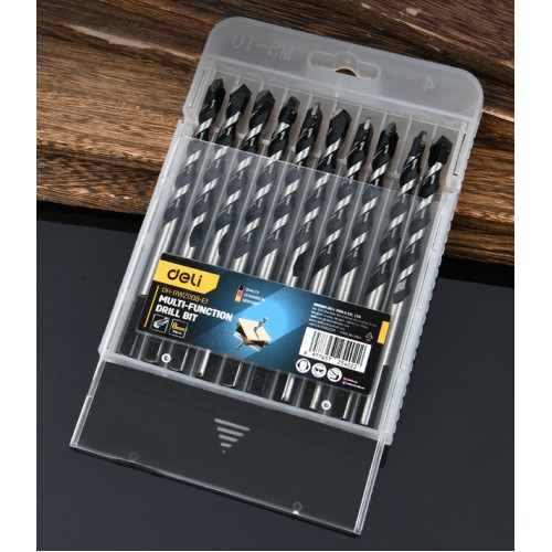 DELI σετ τρυπάνια DH-BWZ008-E1 για τοίχο/μέταλλο/ξύλο, 45# YG6X, 8x105mm, τρίπλευρο, 10τμχ