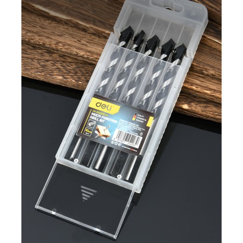 DELI σετ τρυπάνια DH-BWZ010-E1 για τοίχο/μέταλλο/ξύλο, 45# YG6X, 10x120mm, τρίπλευρο, 5τμχ