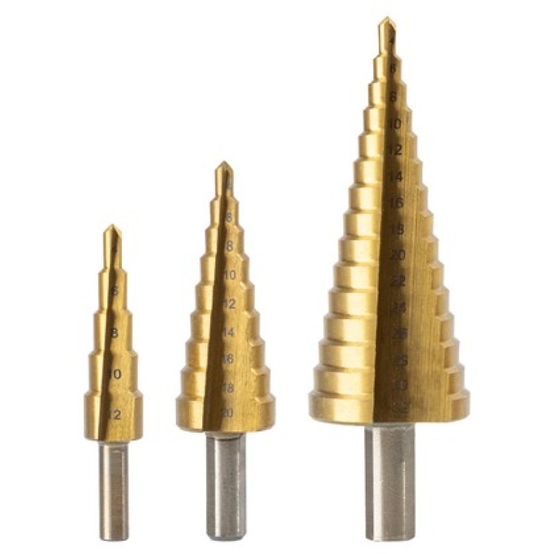 DELI σετ κωνικά τρυπάνια DH-JTZ0003-ED1 για μέταλλο, HSS 4241, 4-12/4-20/4-32mm, κυλινδρικό, 3τμχ