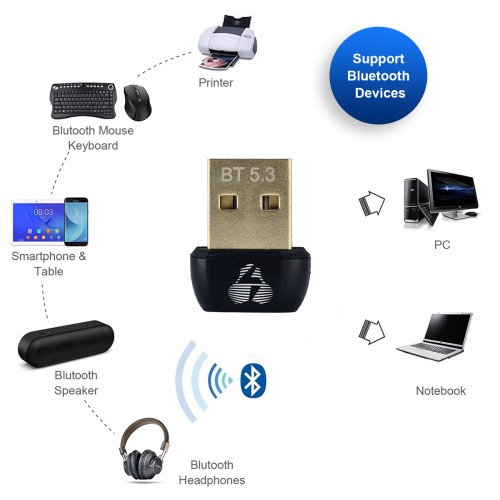 POWERTECH USB Bluetooth 5.3 αντάπτορας PT-1451 με εμβέλεια έως 20m