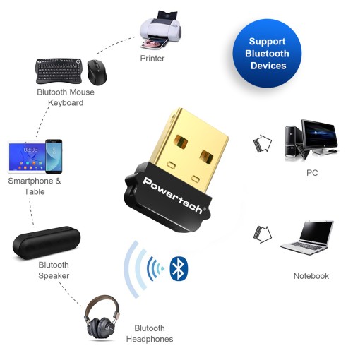 POWERTECH USB Bluetooth 5.1 αντάπτορας PT-1452 με εμβέλεια έως 20m