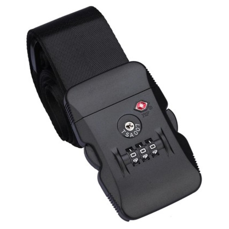 HOME USE ιμάντας βαλίτσας HUH-0245 με λουκέτο συνδυασμού TSA, ρυθμιζόμενος, 2m, μαύρος