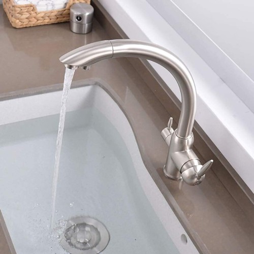 BRUNO μπαταρία πάγκου κουζίνας BRN-0238, τρίοδη, αναμεικτική, ασημί