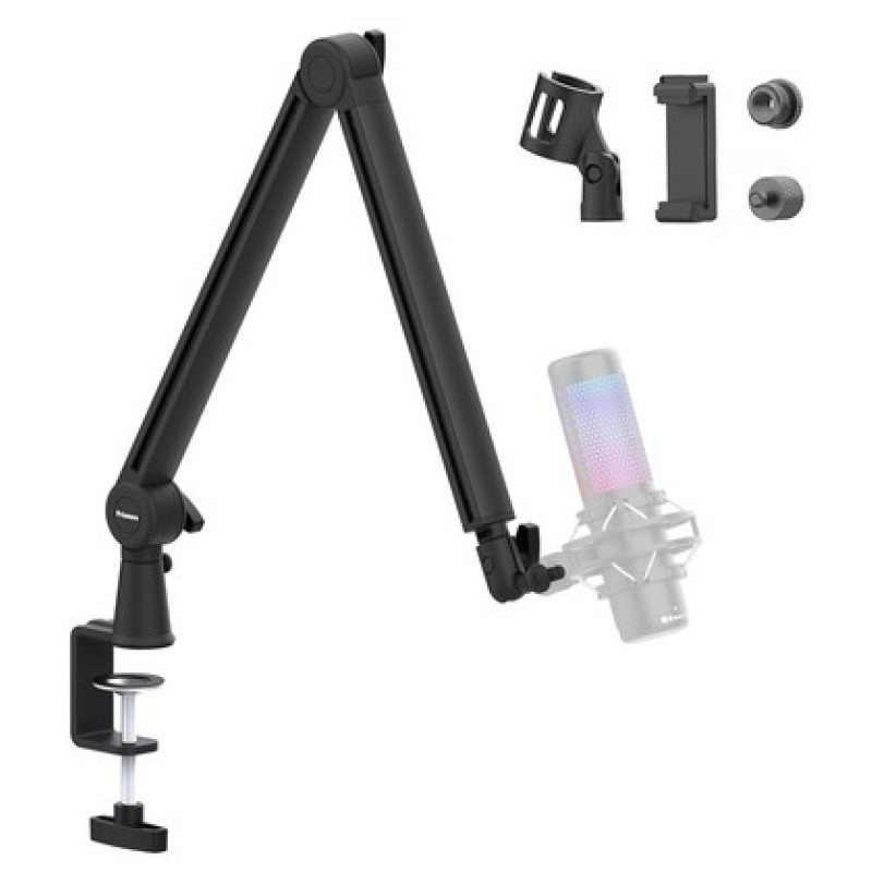 PRIZMORA βάση γραφείου για μικρόφωνο/smartphone AS26 με βραχίονα 2 σημείων, μαύρη