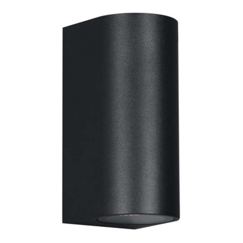 POWERTECH φωτιστικό τοίχου HLL-0188 για 2x GU10 λάμπες, μεταλλικό, IP65, μαύρο