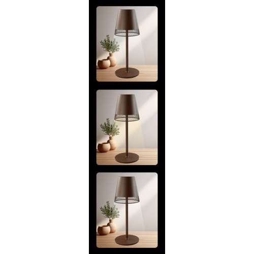 POWERTECH LED επιτραπέζιο φωτιστικό HLL-0191, ρυθμιζόμενο, επαναφορτιζόμενο, καφέ