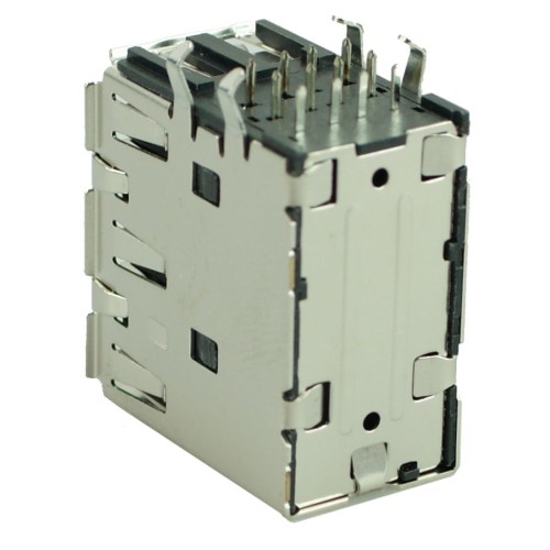 USB 2.0 Connector Triple, up, Silver/Black