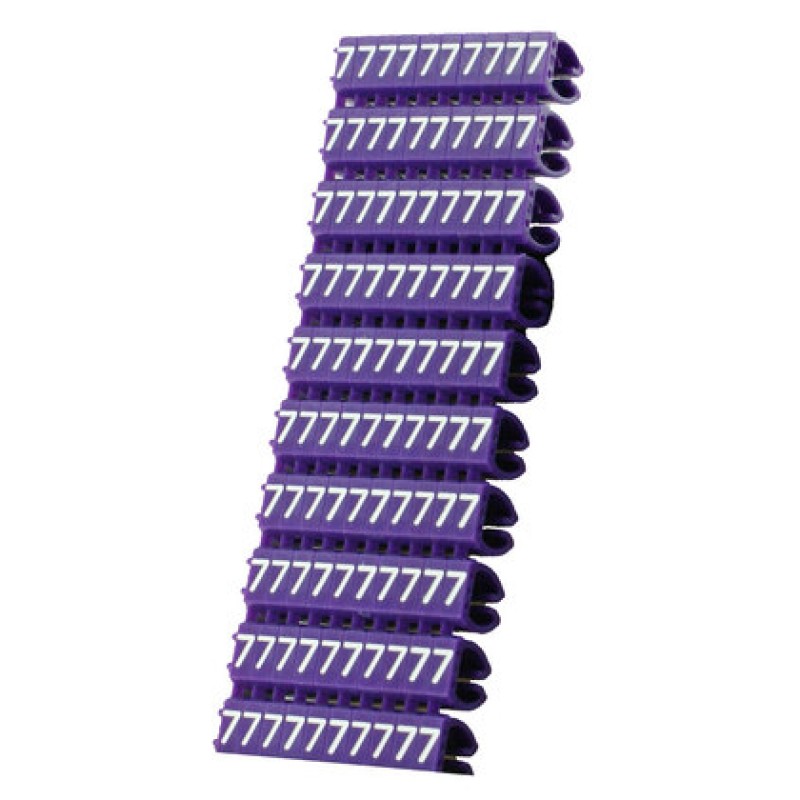 POWERTECH Clip αρίθμησης καλωδίου Νο 7, Purple, 10τεμ.