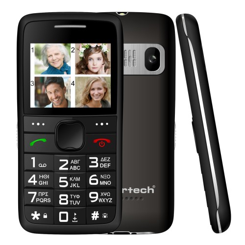 POWERTECH κινητό τηλέφωνο Sentry Eco V2, dual SIM, πλήκτρο SOS, μαύρο