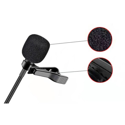 POWERTECH μικρόφωνο CAB-UC048 με ενσωματωμένο clip-on, USB-C, 1.5m μαύρο