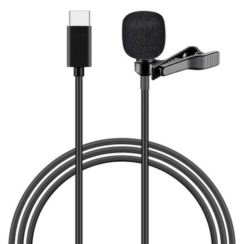 POWERTECH μικρόφωνο CAB-UC048 με ενσωματωμένο clip-on, USB-C, 1.5m μαύρο