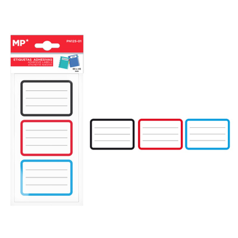 MP αυτοκόλλητες ετικέτες τετραδίων PN125-01, 65x45mm, 3 χρώματα, 24τμχ