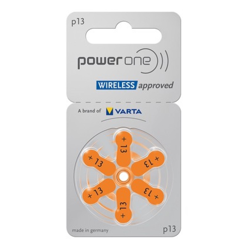 POWER ONE μπαταρίες ακουστικών βαρηκοΐας P13, mercury free, 1.45V, 6τμχ