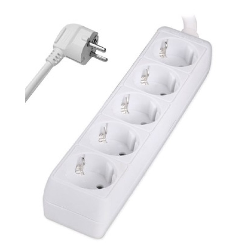 POWERTECH πολύπριζο PT-869, 5x schuko, 16A, 1.5m, λευκό
