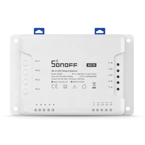 SONOFF Smart Διακόπτης WiFi 4CH R3, 4 θέσεων, 16A, λευκός