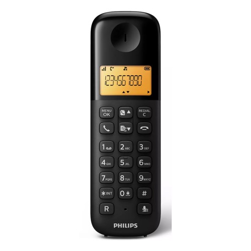 PHILIPS ασύρματο τηλέφωνο D1601B/34, με ελληνικό μενού, μαύρο