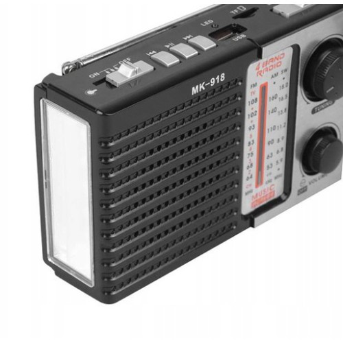 HMIK φορητό ραδιόφωνο & ηχείο MK-918 με φακό, USB/TF/AUX, μαύρο