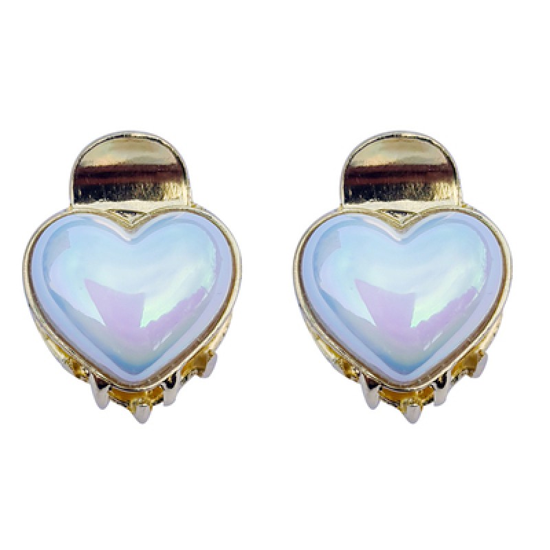 ROXXANI κλιπ μαλλιών RXN-0007 με οπάλ πέτρα σε σχήμα καρδιά, χρυσό, 2τμχ