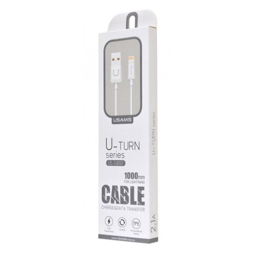 USAMS καλώδιο Lightning σε USB US-SJ097, 2.1A, 1m, λευκό