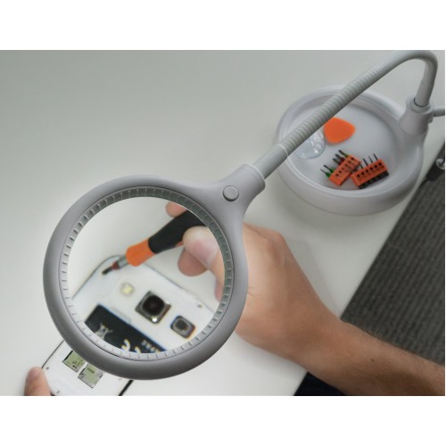 GOOBAY μεγεθυντικός φακός 60359 με κλιπ & βάση, LED, 3 διόπτρες, λευκός