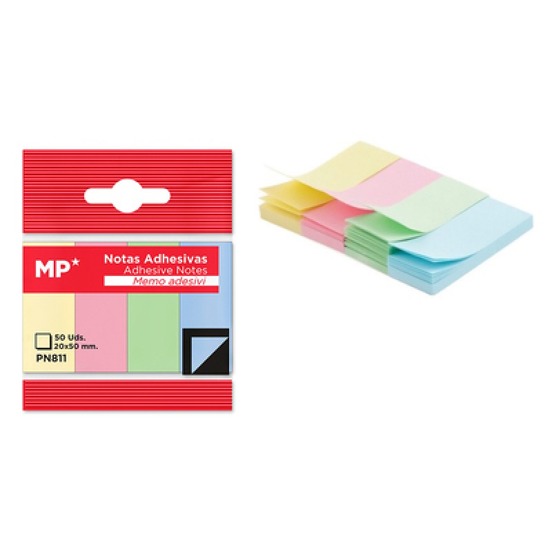 MP αυτοκόλλητοι σελιδοδείκτες PN811, 20x50mm, 200τμχ, χρωματιστοί