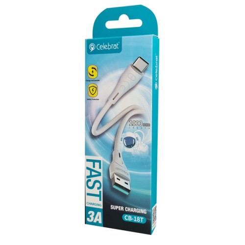 CELEBRAT καλώδιο USB-C σε USB CB-18T, 3A, 480Mbps, 1m, λευκό