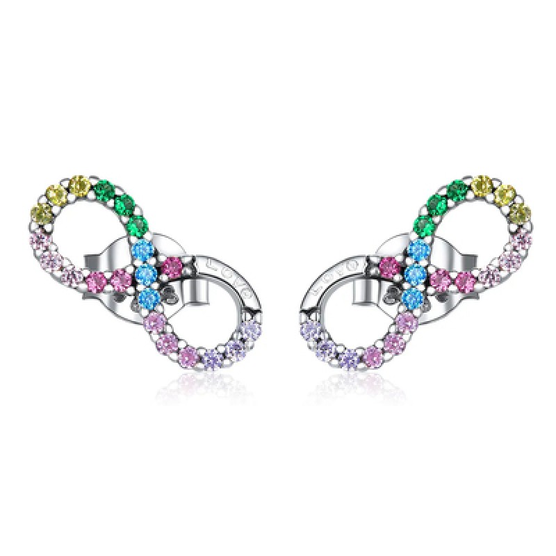 BAMOER σκουλαρίκια καρφωτά SCE893, κυβική ζιρκόνια, ασήμι 925, ασημί