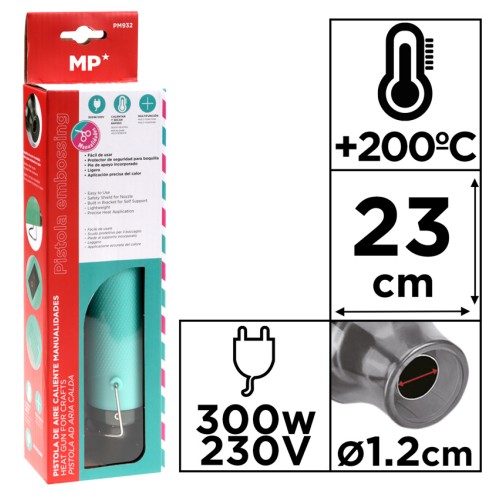 MP πιστόλι θερμού αέρα PM932, 300W, μπλε