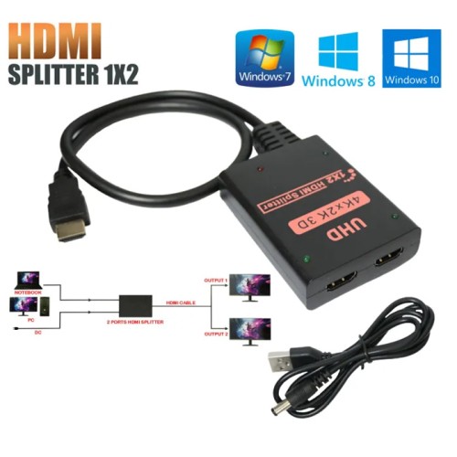 POWERTECH HDMI splitter CAB-H156, 2 σε 1, 4K/60Hz, HDR/HDCP, 50cm, μαύρο