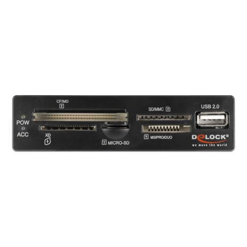 DELOCK USB 9-pin card reader 91708, CF/SD/XD/MS/Micro SD/USB, 3.5