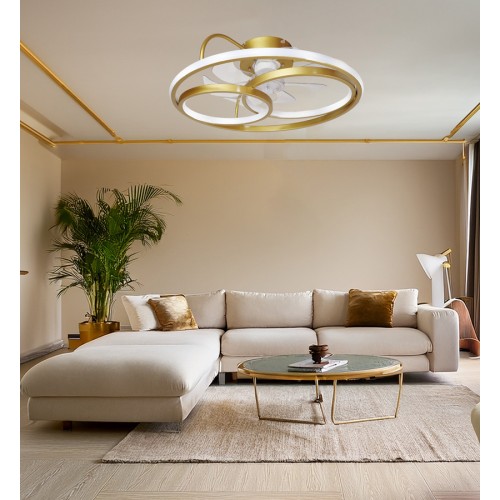 POWERTECH smart ανεμιστήρας οροφής HLL-0178 με LED φως, 50W, Φ50x21cm, χρυσός