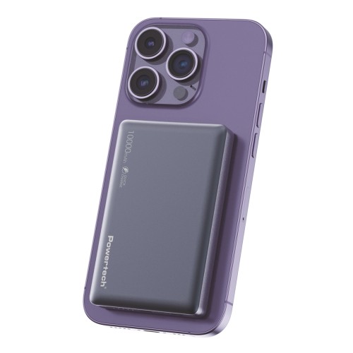 POWERTECH power bank PT-1377, 10000mah, magnetic wireless, 20W, γκρι