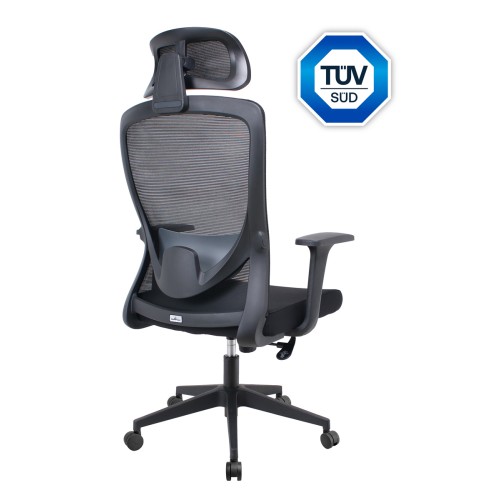 POWERTECH καρέκλα γραφείου PT-1390 με μπράτσα και ανάκλιση, ρυθμιζόμενο ύψος, μαύρη