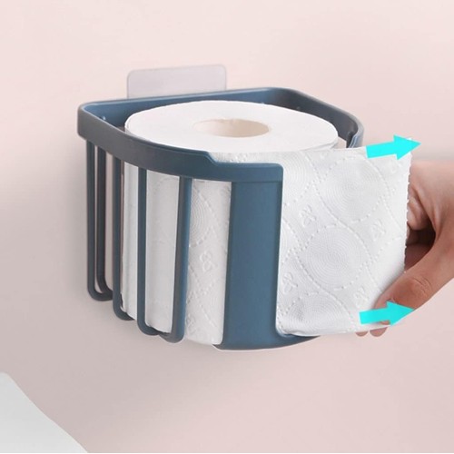 HOME USE επιτοίχια χαρτοθήκη μπάνιου HUH-0220 με αυτοκόλλητο, 11x14x13.5cm, μπλε