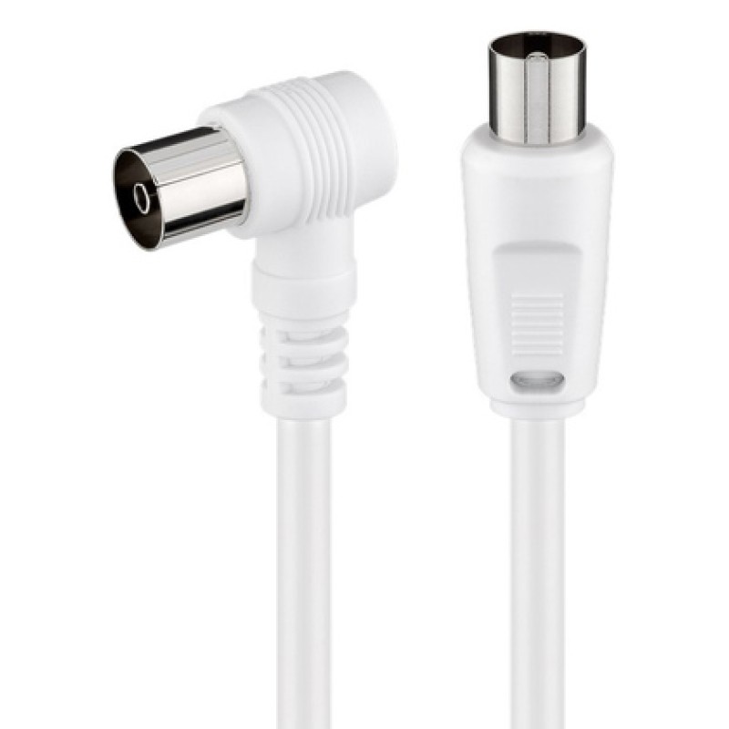 POWERTECH καλώδιο κεραίας RF αρσενικό - RF θηλυκό CAB-V040, γωνιακό, λευκό, 1.5m