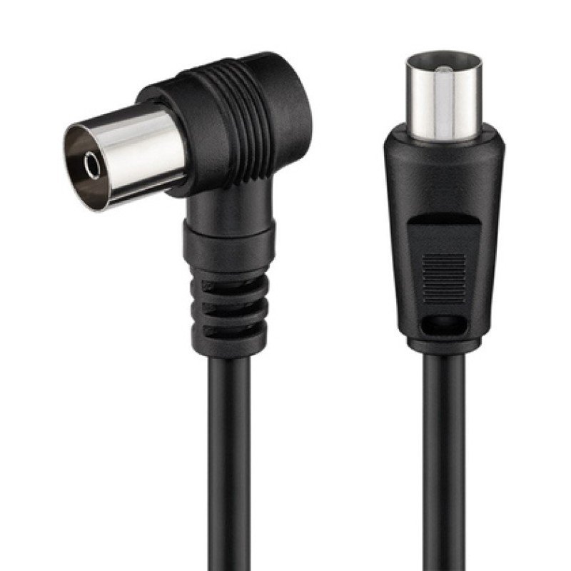 POWERTECH καλώδιο κεραίας RF αρσενικό - RF θηλυκό CAB-V041, γωνιακό, μαύρο, 1.5m