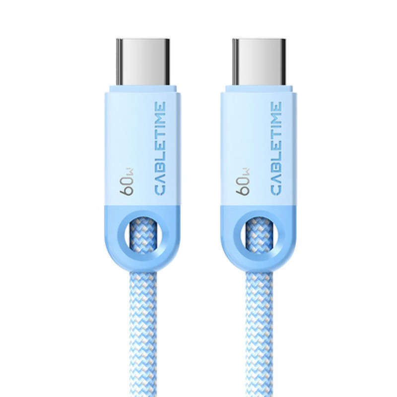 CABLETIME καλώδιο USB-C CT-CM60-PBL, 60W PD, 480Mbps, 1m, μπλε