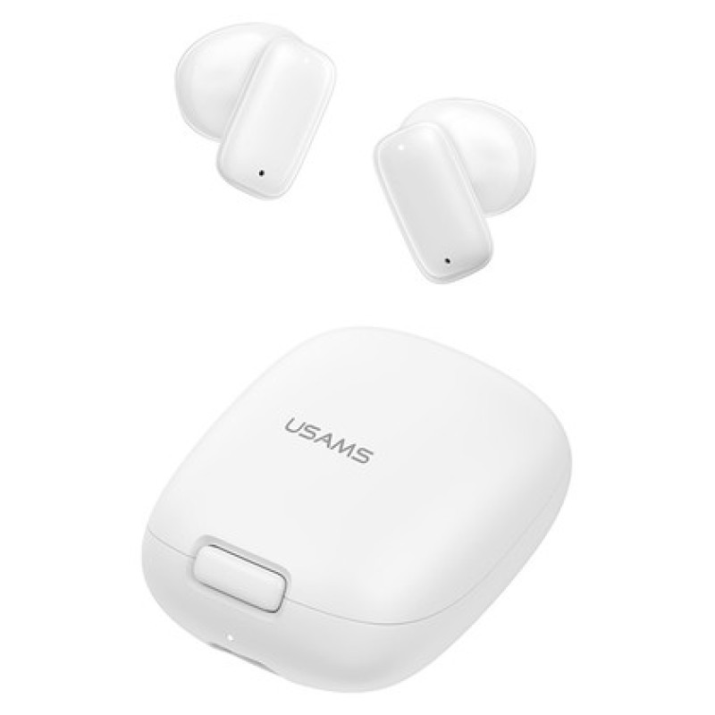USAMS earphones με θήκη φόρτισης ID25, TWS, Φ13mm, 30/230mAh, λευκά